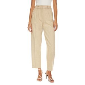 Aritzia Wilfred Carrot Pant High-Rise Pleated Trouser Beige Tan Sz 12 NWOT